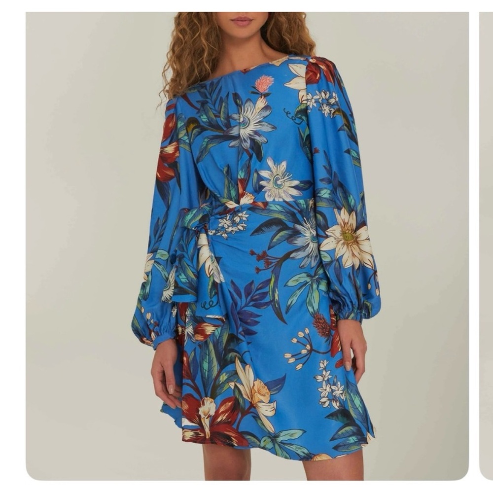 NWT Farm Rio- Floral Blue Dress